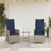 vidaXL Reclining Garden Chairs 2 pcs with Table Grey Poly Rattan