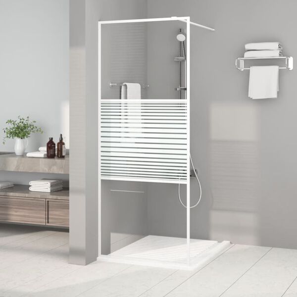 vidaXL Walk-in Shower Wall White 80x195 cm Clear ESG Glass