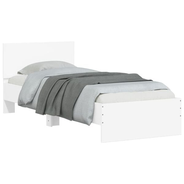vidaXL Bed Frame without Mattress with Headboard White 90x200 cm