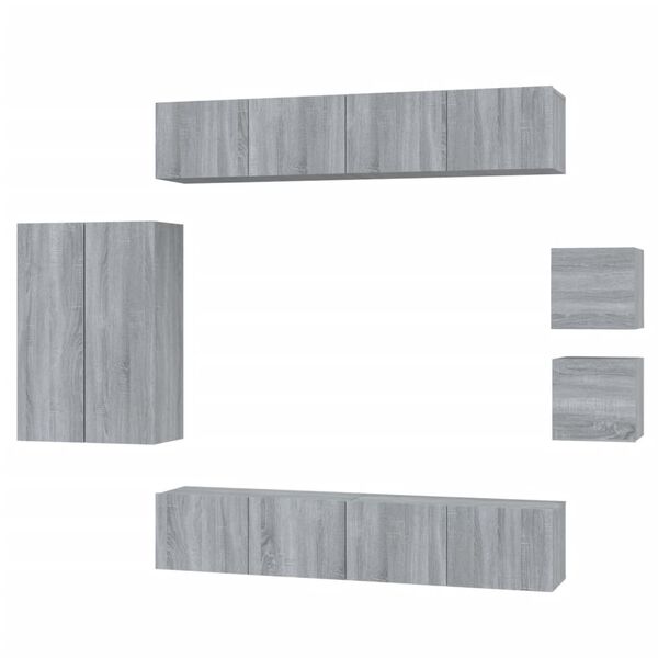 vidaXL 8 Piece TV Cabinet Set Grey Sonoma Engineered Wood