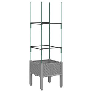 vidaXL Garden Planter with Trellis Light Grey 40x40x142,5 cm PP