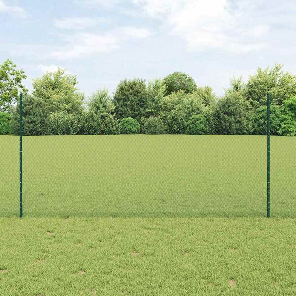 vidaXL Fence with Post Green 1.2 x 100 m Steel and PVC
