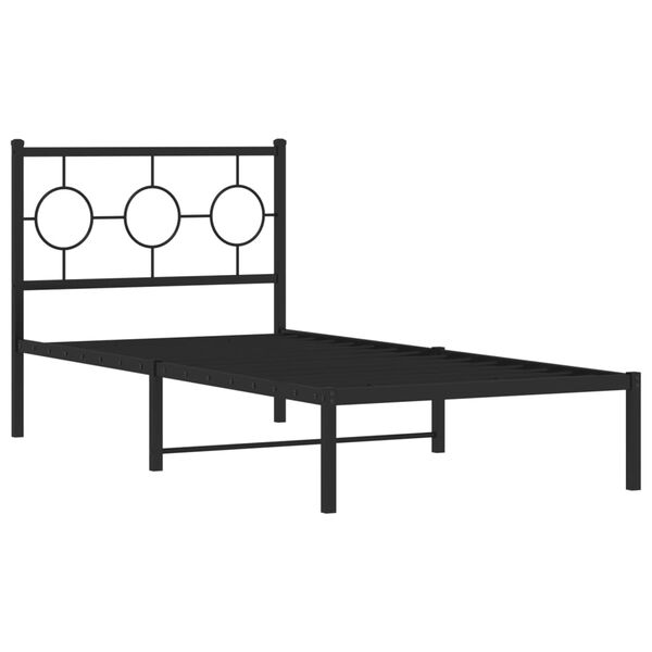 vidaXL Metal Bed Frame without Mattress with Headboard Black 90x190cm