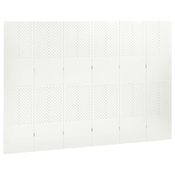 vidaXL 6-Panel Room Divider White 240x180 cm Steel