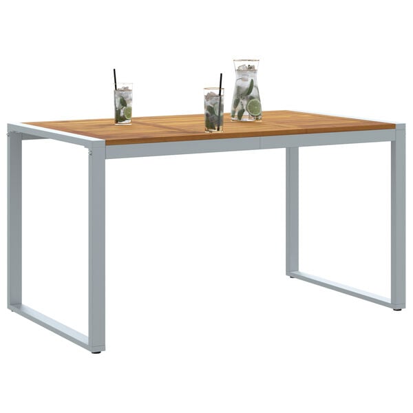 vidaXL Garden Dining Table Grey 140 x 80 x 75 cm Solid Acacia Wood