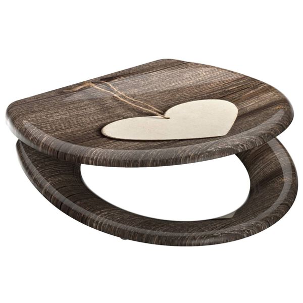 SCH&Uuml;TTE Duroplast Toilet Seat with Soft-Close WOOD HEART Printed