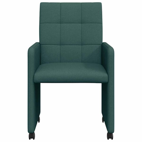 vidaXL Dining Chairs with Wheels 2 pcs Dark green 58 x 65 x 94 cm