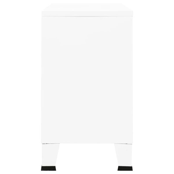 vidaXL Industrial Sideboard White 105x35x62 cm Metal and Glass