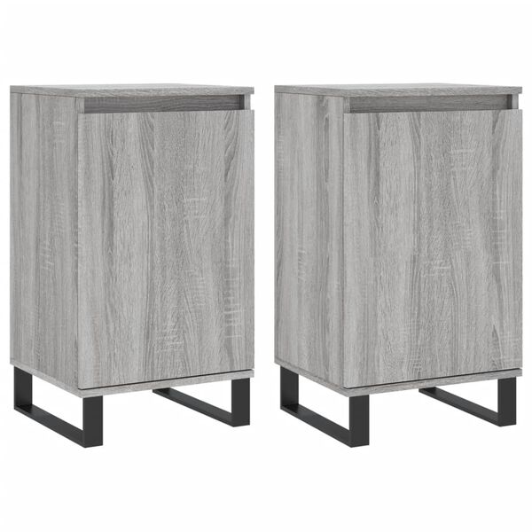 vidaXL Sideboards 2 pcs Grey Sonoma 40x35x70 cm Engineered Wood
