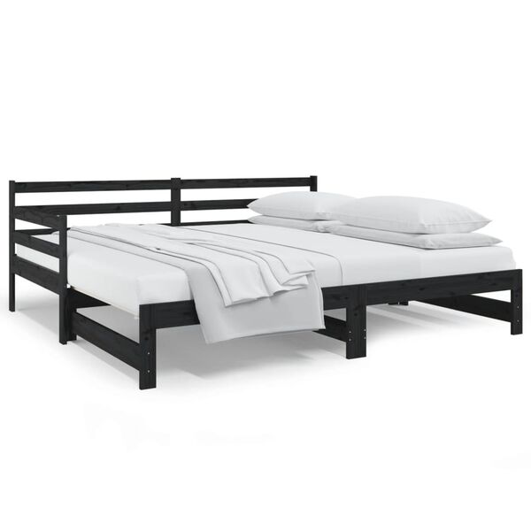 vidaXL Pull-out Day Bed without Mattress Black 2x(80x200)cm