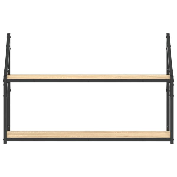 vidaXL 2-Tier Wall Shelf Sonoma Oak 80x21x51 cm Engineered Wood