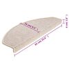 vidaXL Stair Mats 15 pcs 65x24x4 cm Taupe Half Round Large