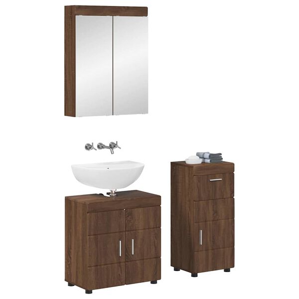 vidaXL Bathroom Furniture Set TULUM Brown Oak Engineered Wood