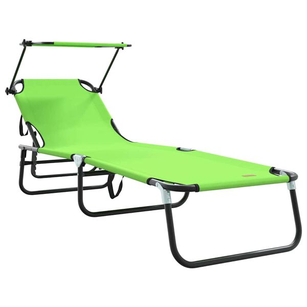vidaXL Folding Sun Lounger Folding 2 pcs Green 190 x 57 x 81 cm Oxford