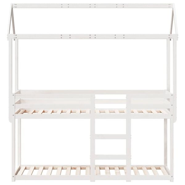 vidaXL Bunk Bed without Mattress White 75x190 cm Small Single Solid Wood Pine