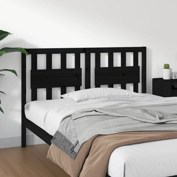 vidaXL Bed Headboard Black 145.5x4x100 cm Solid Wood Pine