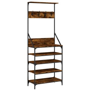 vidaXL Clothes Rack with Shoe Storage Smoked Oak 70x34x184 cm
