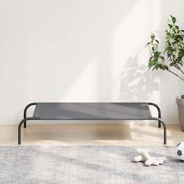 vidaXL Elevated Dog Bed Grey 110x65x20 cm Oxford Fabric and Steel