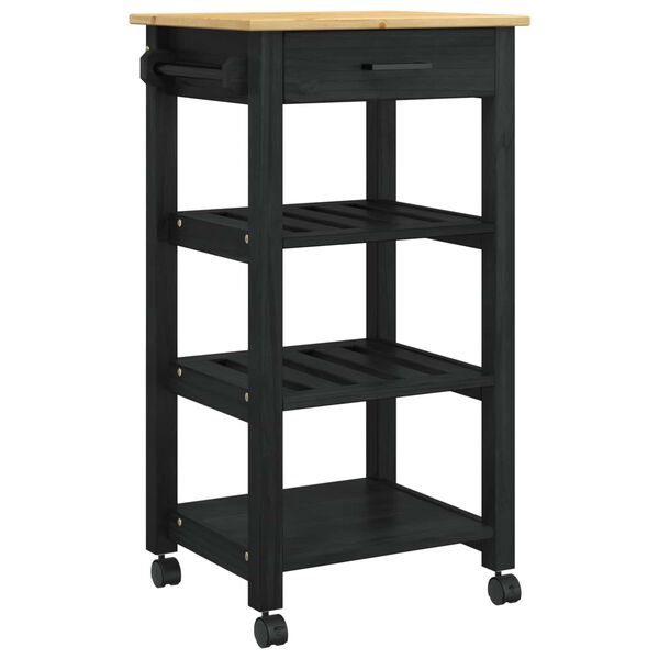 vidaXL Kitchen Trolley Plain Black 88.5 x 40 x 48 cm