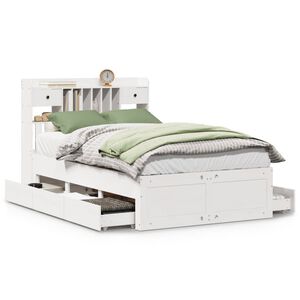 vidaXL Bookcase Bed without Mattress White 135x190 cm Solid Wood Pine