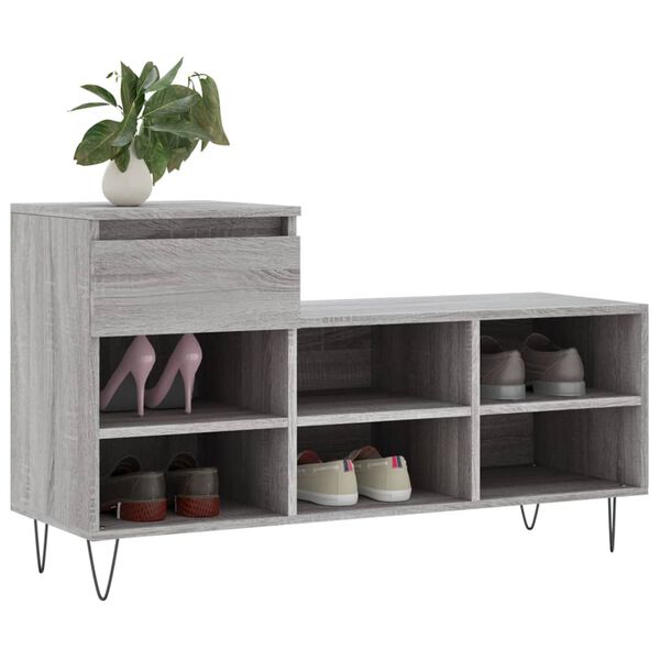 vidaXL Shoe Cabinet Grey Sonoma 102x36x60 cm Engineered Wood
