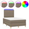vidaXL Box Spring Bed with Mattress&LED Taupe 120x200 cm Fabric
