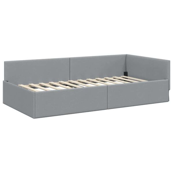 vidaXL Corner Bed Frame Light Grey 100 cm x 200 cm Velvet