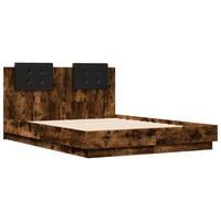vidaXL Bed Frame with Headboard Smoked Oak 120x190 cm Small Double Engineered Wood