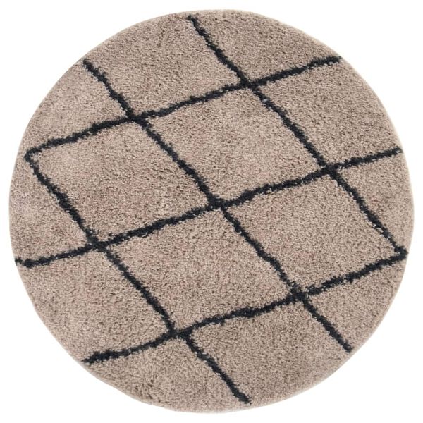 vidaXL Shaggy Rug High Pile Beige and Anthracite &phi;120 cm
