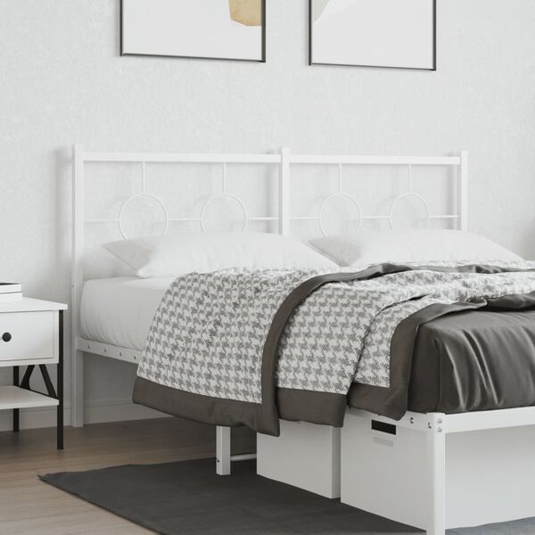 vidaXL Metal Replace Headboard White 160 cm