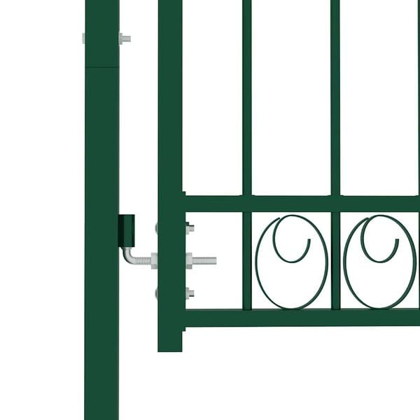 vidaXL Fence Gate with Spikes Steel 103x97 cm Green