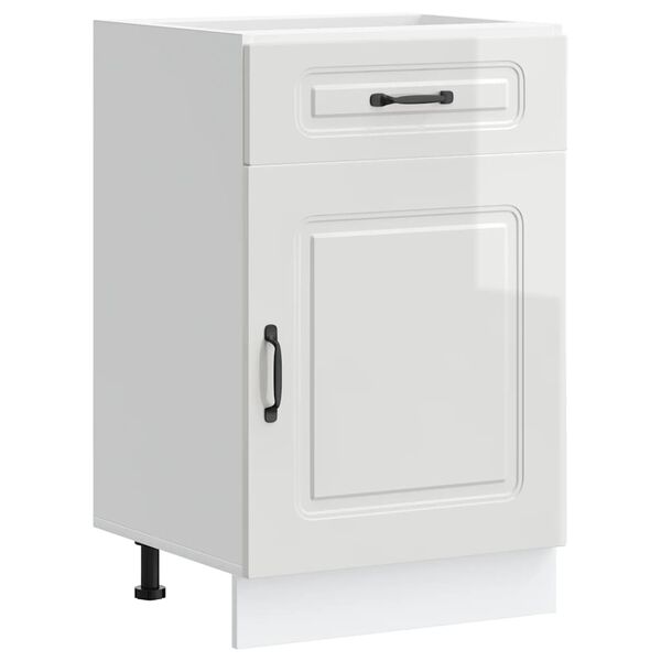 vidaXL Kitchen Base Cabinet Kalmar High Gloss White Engineered Wood