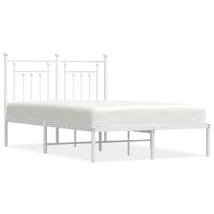 vidaXL Metal Bed Frame without Mattress with Headboard White 120x200cm