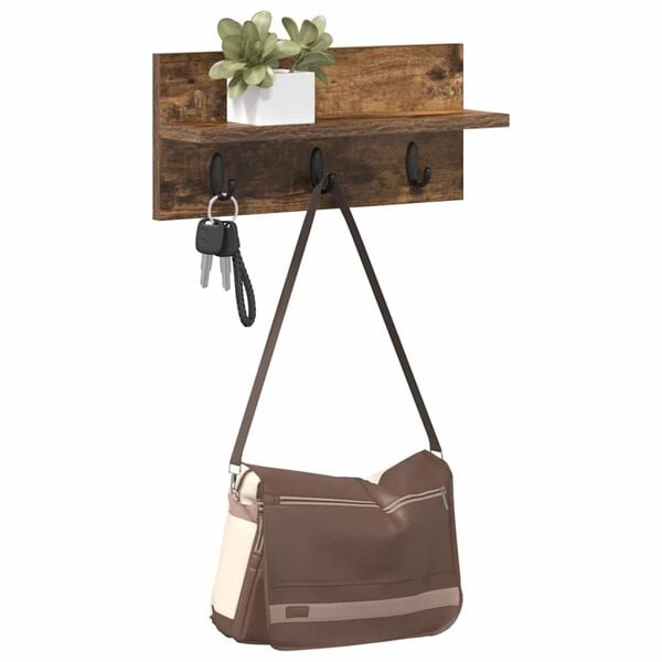 vidaXL Wall-Mounted Coat Rack Smoked Oak 40 x 10.5 x 18 cm