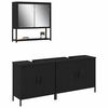 vidaXL Bathroom Furniture Set with Shelf 3 pcs Black Engineered wood
