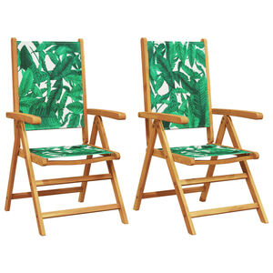 vidaXL Garden Chairs 2 pcs Leaf Pattern Solid Wood Acacia and Fabric