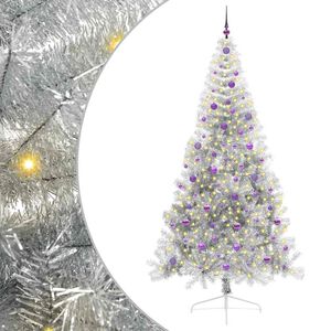 vidaXL Artificial Pre-lit Christmas Tree Silver 240 cm PET