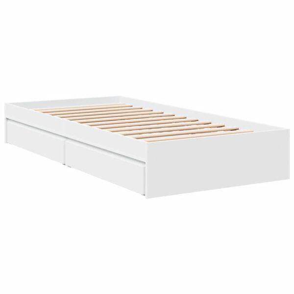 vidaXL Bed Frame with Drawers without Mattress White 90x190 cm Single