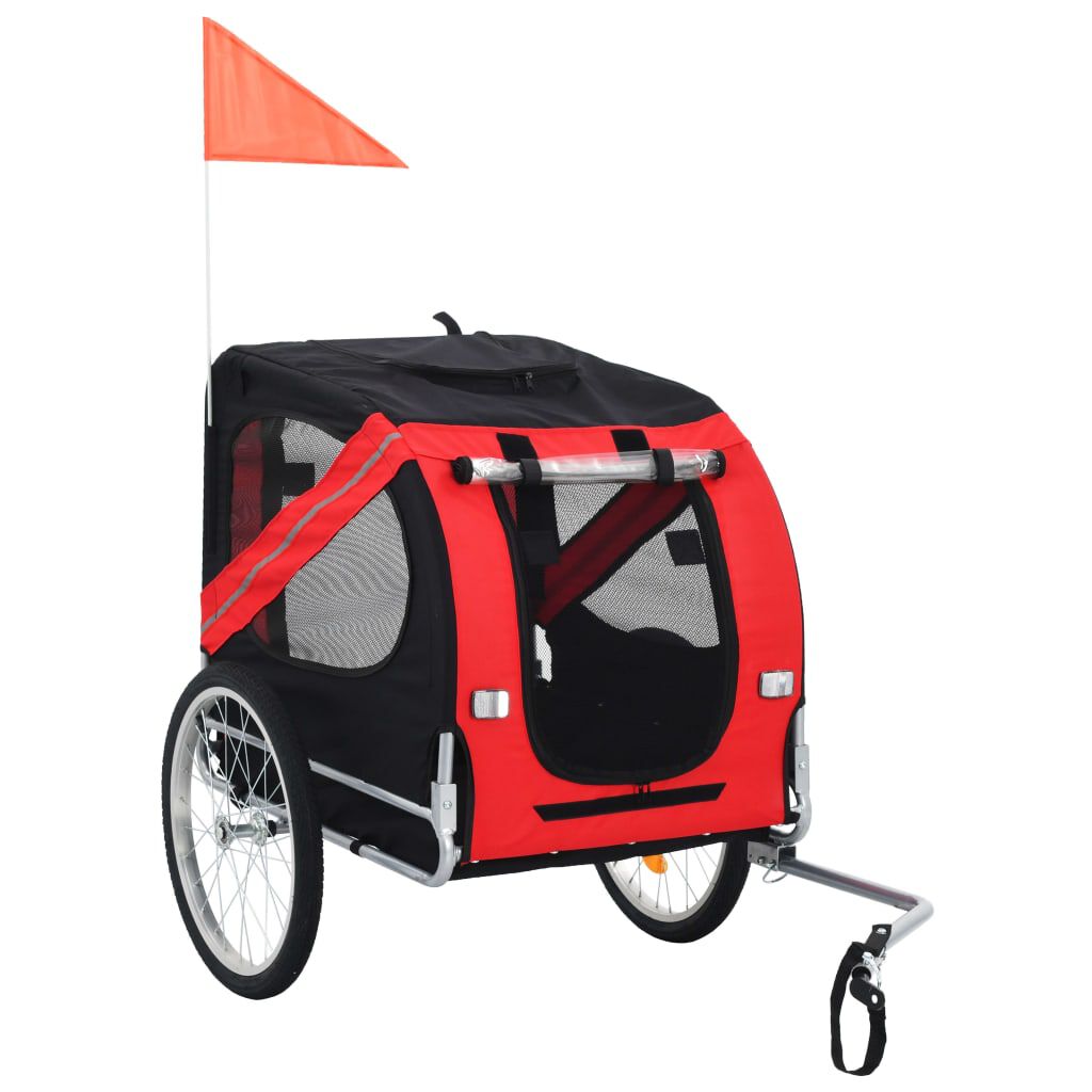 vidaXL Pet Bike Trailer Red and Black vidaXL