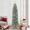 vidaXL Artificial Slim Christmas Tree Green and white 210 cm
