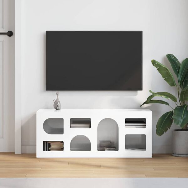 vidaXL TV Cabinet High Gloss White 100 x 35 x 40 cm Engineered Wood