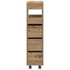 vidaXL Narrow Bathroom Cabinet with Wheels Artisian Oak Engineered Wood