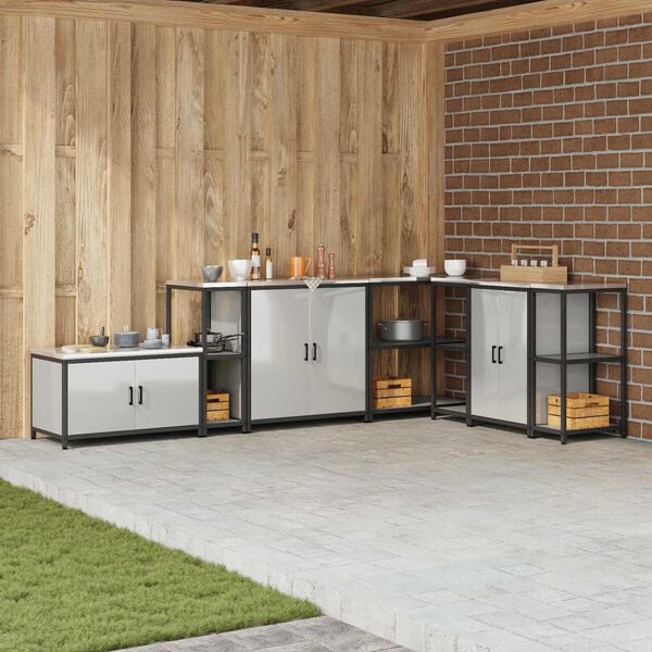 vidaXL Kitchen Storage with Shelf Silver 30 x 50 x 92 cm Steel