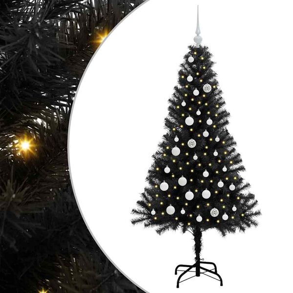 vidaXL Christmas Tree with 150 LEDs with Stand Black 150 cm PVC
