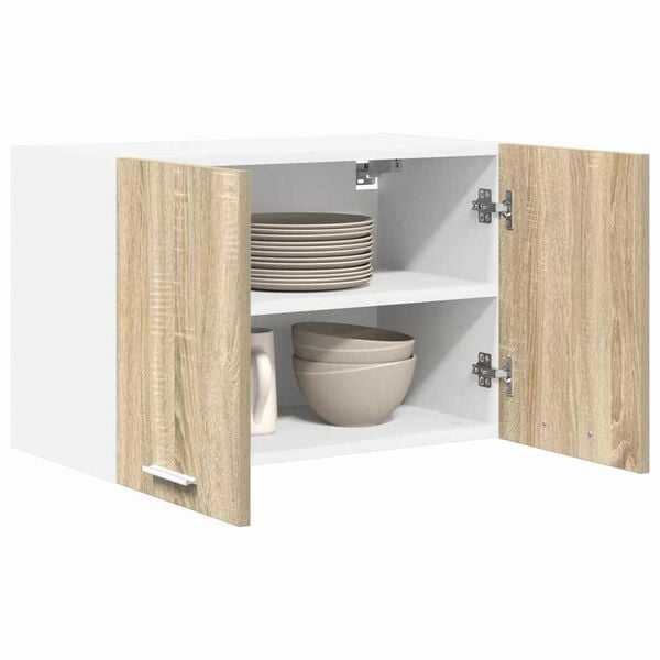 vidaXL Hanging Cabinet with Door Sonoma Oak and White 60 x 31 x 40 cm