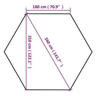 vidaXL Hexagonal Pop-Up Marquee with Sidewalls 3.6x3.1 m Taupe 220g/m²