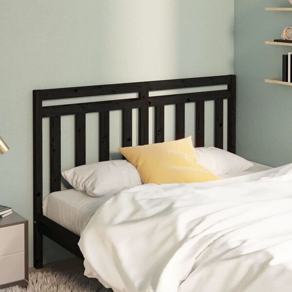 vidaXL Bed Headboard Black 146x4x100 cm Solid Wood Pine