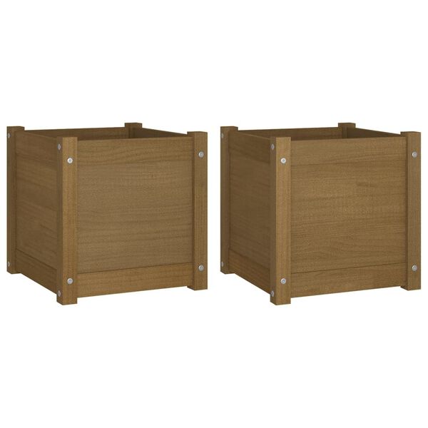 vidaXL Garden Planters 2 pcs Honey Brown 40x40x40 cm Solid Pinewood