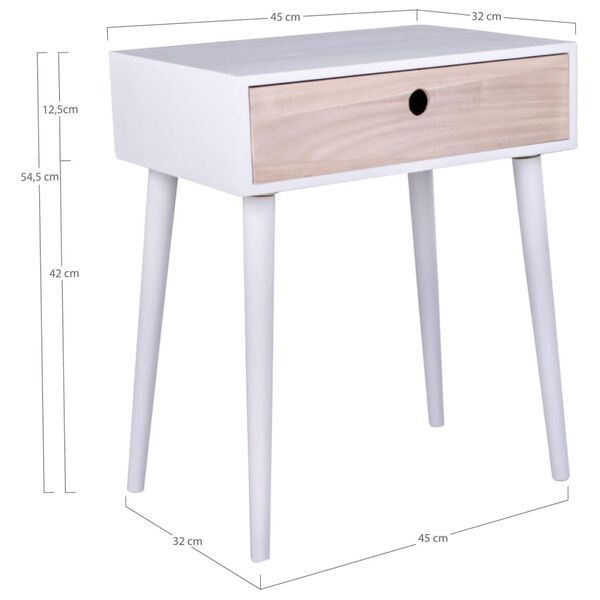 House Nordic Bedside Table Annemie White and Natural