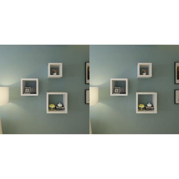 vidaXL Wall Cube Shelves 6 pcs White